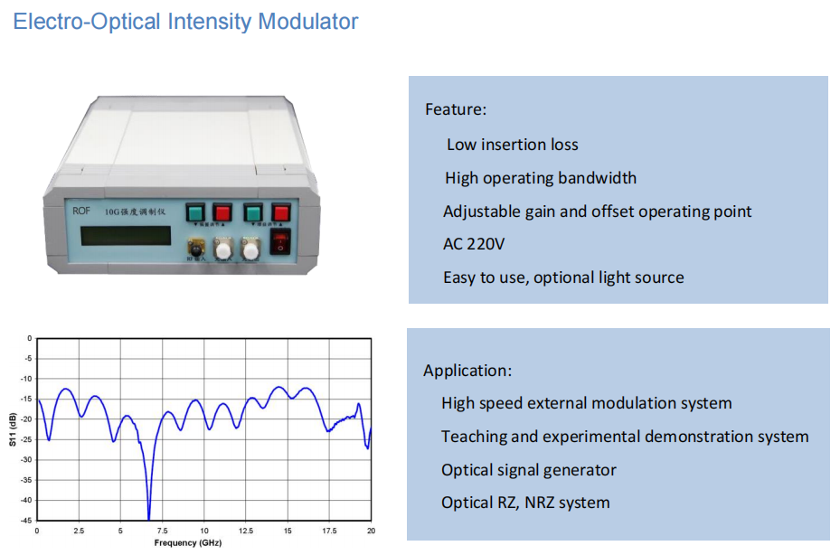 The Key characteristics of Electro-Optic Modulation Instrument